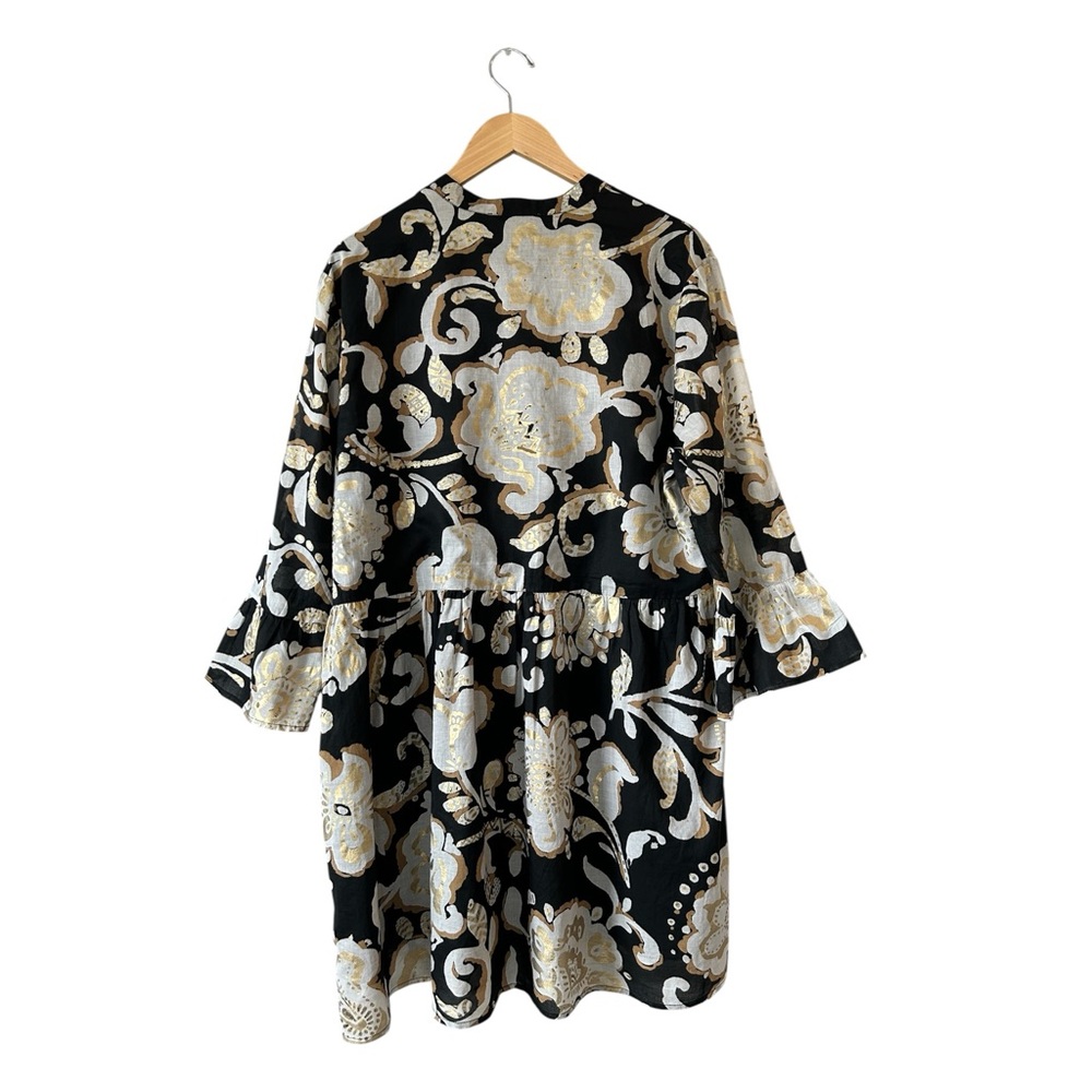 JUDE CONNALLY Faith Cotton Voile  Dress Grand Floral Black Gold XL NWT $198 - Picture 8 of 14